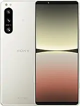 a white sony phone with a red and yellow background